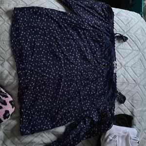 Navy blue cold shoulder long sleeve top, Rewind brand, size Large